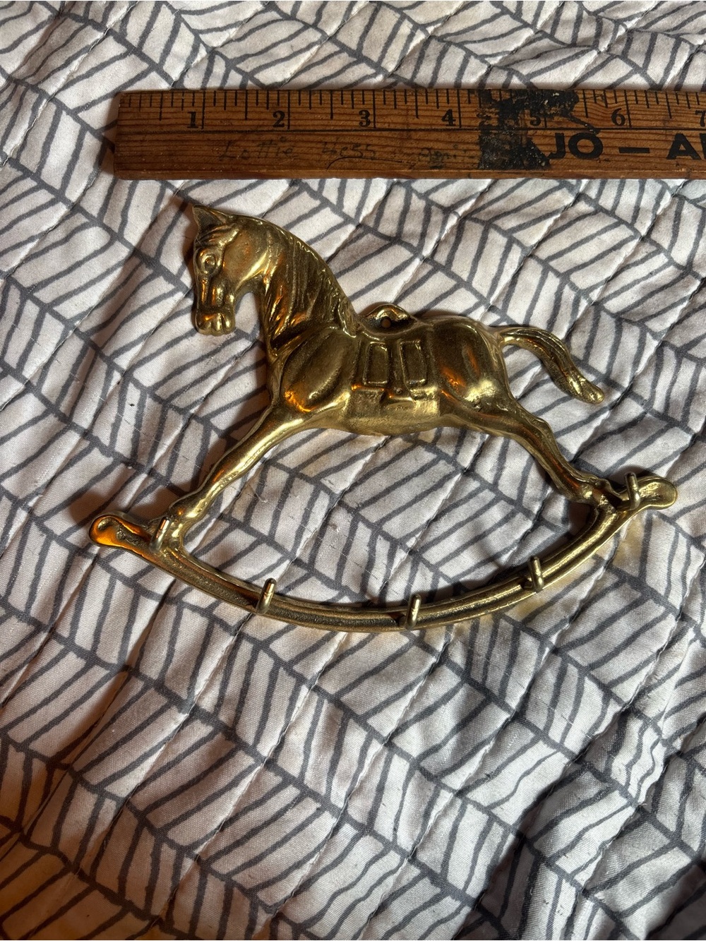 Brass Rocking Horse  key chain hooks   - Gold color horse key hook